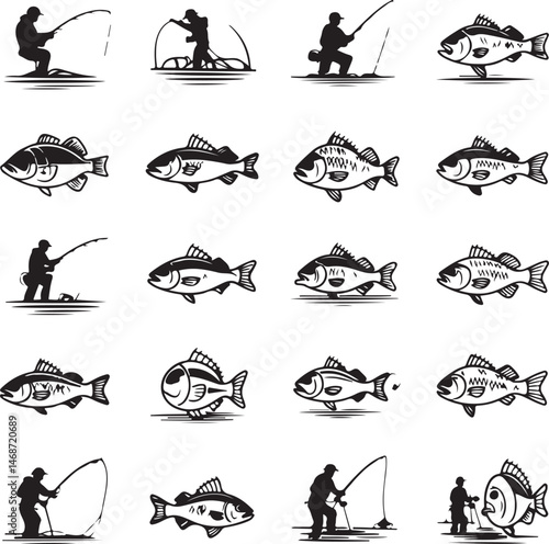 "Fish Hunting Silhouette | Fishing Scene Vector Art"

"Fishing Vector Design | Hunter and Fish Clipart"

"Fish Catching Scene | Outdoor Hunting Illustration"

"Fishing Rod Silhouette | Fisherman with 