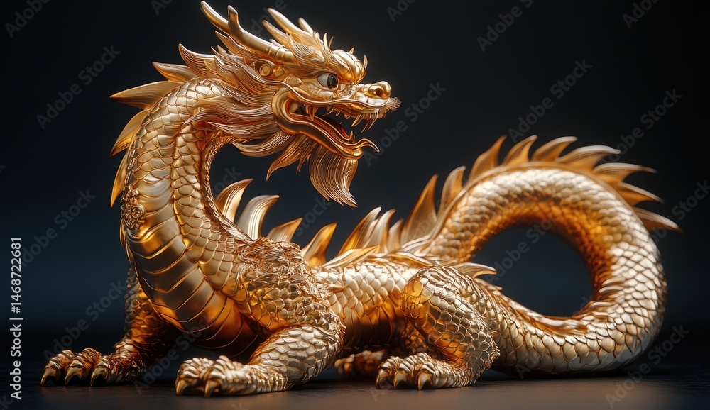 Fototapeta premium Golden Dragon Sculpture