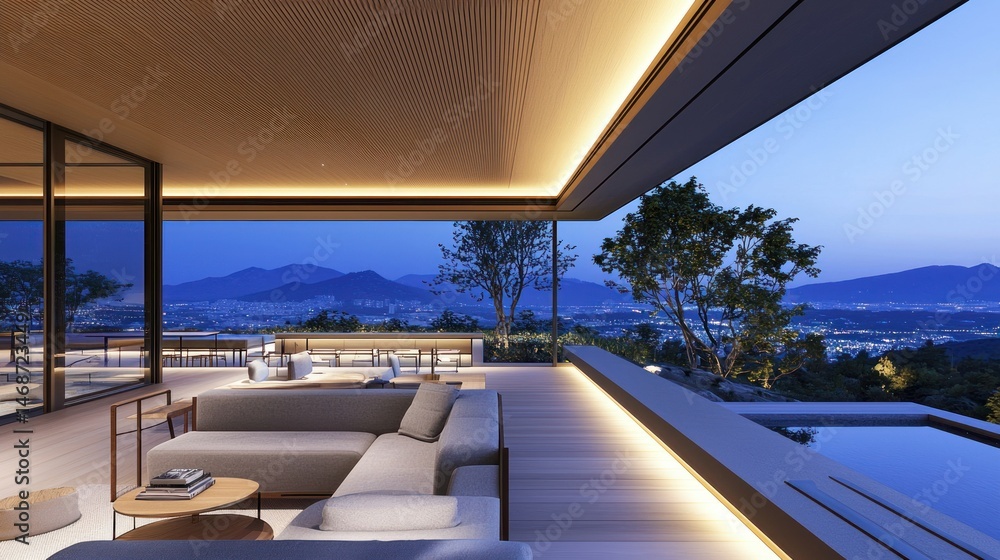 custom made wallpaper toronto digitalA luxurious modern home overlooking a vast city landscape