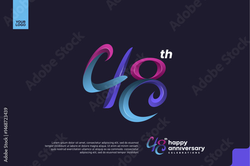 Colorful 48th Anniversary Celebration Design with Artistic Gradient Number and Dark Background