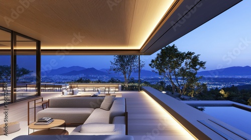 Wallpaper Mural A luxurious modern home overlooking a vast city landscape Torontodigital.ca