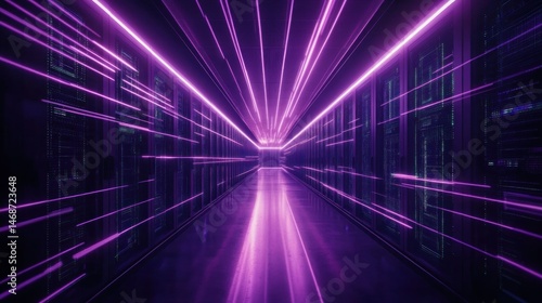 Wallpaper Mural Futuristic server room with vibrant neon lights Torontodigital.ca