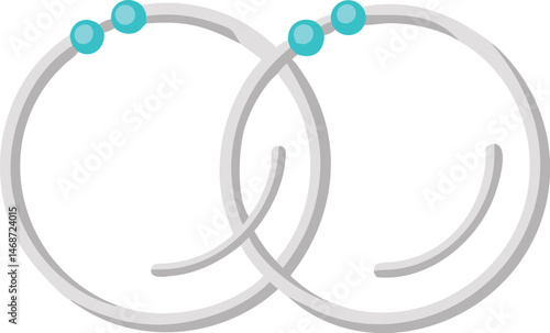 Two White Bangle Bracelets with Turquoise Beads