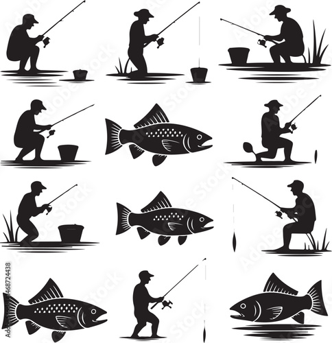 Fisherman Casting Line Silhouette

Fishing Boat on the Lake Vector Design

Underwater Fish Hunting Scene Silhouette

Spearfishing Adventure Silhouette Art

Fishing Rod and Catch Moment Vector