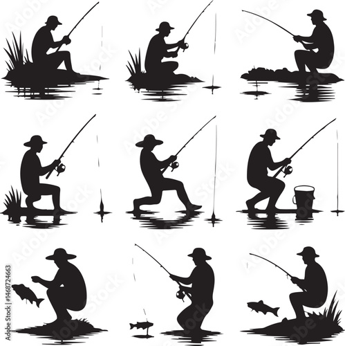 Fisherman Casting Line Silhouette

Fishing Boat on the Lake Vector Design

Underwater Fish Hunting Scene Silhouette

Spearfishing Adventure Silhouette Art

Fishing Rod and Catch Moment Vector