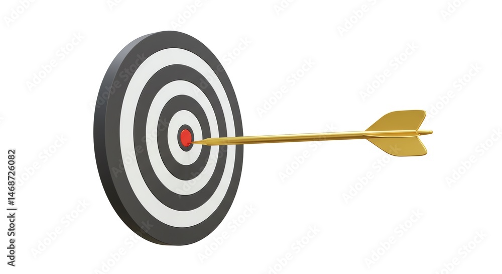 Arrow hits bullseye on target illustration Arrow hits bullseye on target illustration