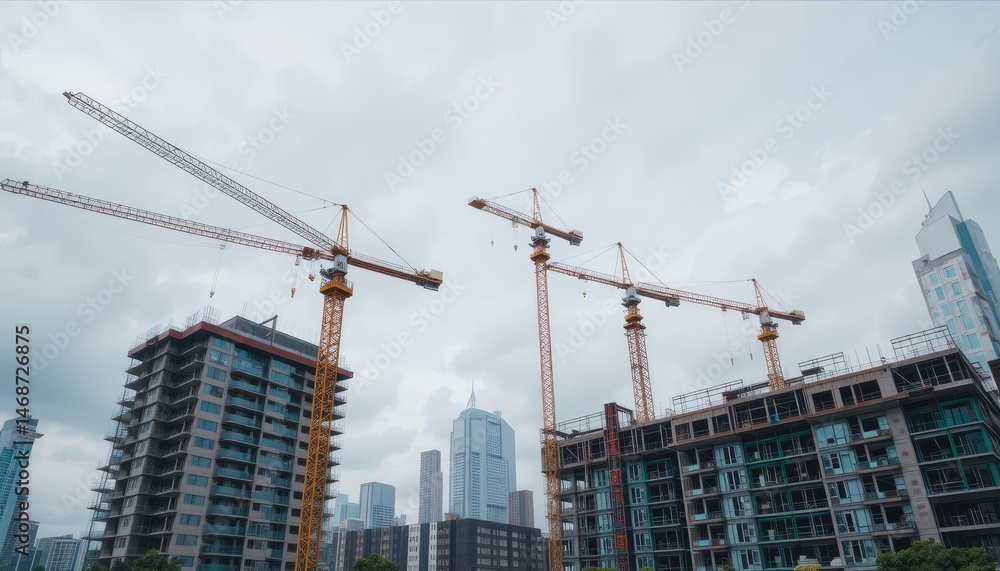 Construction Site in City Skyline: Urban Development and Modern Architecture Construction Site in City Skyline: Urban Development and Modern Architecture
