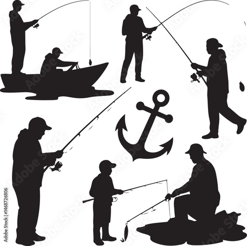 Fisherman Casting Line Silhouette

Fishing Boat on the Lake Vector Design

Underwater Fish Hunting Scene Silhouette

Spearfishing Adventure Silhouette Art

Fishing Rod and Catch Moment Vector