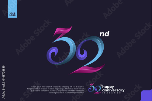 Colorful 32nd Anniversary Celebration Design with Artistic Gradient Number and Dark Background