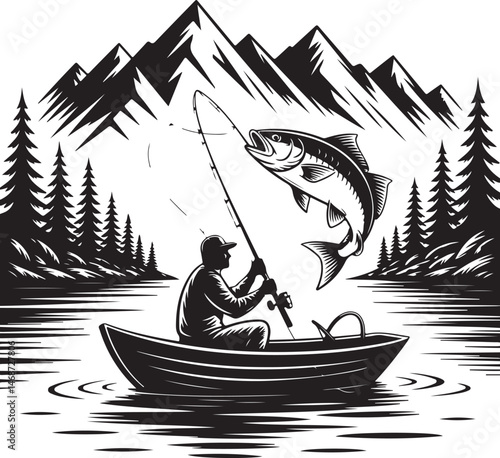 Fisherman Casting Line Silhouette

Fishing Boat on the Lake Vector Design

Underwater Fish Hunting Scene Silhouette

Spearfishing Adventure Silhouette Art

Fishing Rod and Catch Moment Vector