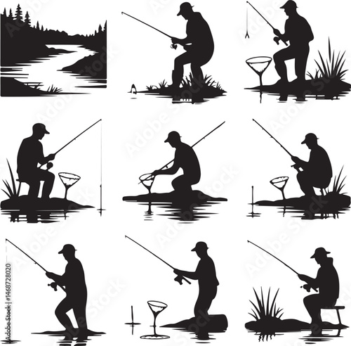 Fisherman Casting Line Silhouette

Fishing Boat on the Lake Vector Design

Underwater Fish Hunting Scene Silhouette

Spearfishing Adventure Silhouette Art

Fishing Rod and Catch Moment Vector