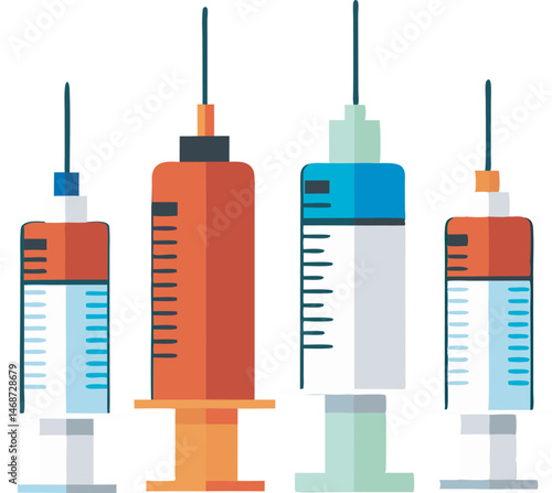 A detailed syringe vector art illustration showcasing a realistic and clean design, perfect for medical, healthcare, and pharmaceutical themes.