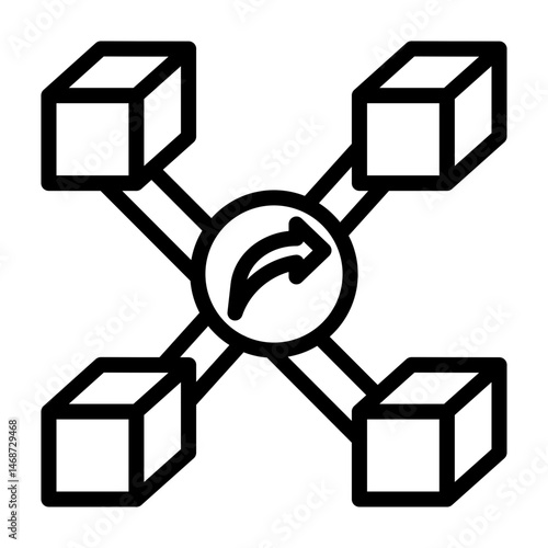 Blockchain Transfer Vector Line Icon Design