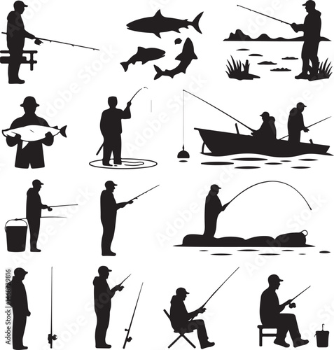 Fisherman Casting Line Silhouette

Fishing Boat on the Lake Vector Design

Underwater Fish Hunting Scene Silhouette

Spearfishing Adventure Silhouette Art

Fishing Rod and Catch Moment Vector