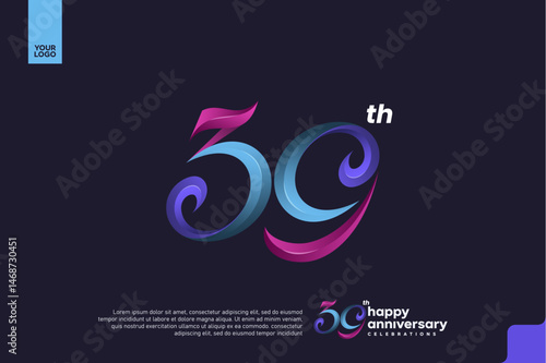 Colorful 39th Anniversary Celebration Design with Artistic Gradient Number and Dark Background