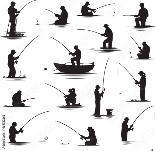 Fisherman Casting Line Silhouette

Fishing Boat on the Lake Vector Design

Underwater Fish Hunting Scene Silhouette

Spearfishing Adventure Silhouette Art

Fishing Rod and Catch Moment Vector