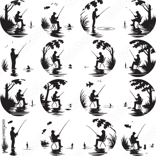 Fisherman Casting Line Silhouette

Fishing Boat on the Lake Vector Design

Underwater Fish Hunting Scene Silhouette

Spearfishing Adventure Silhouette Art

Fishing Rod and Catch Moment Vector