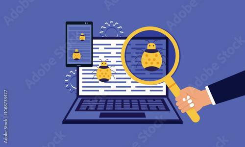 Bug fixing and software testing vector concept