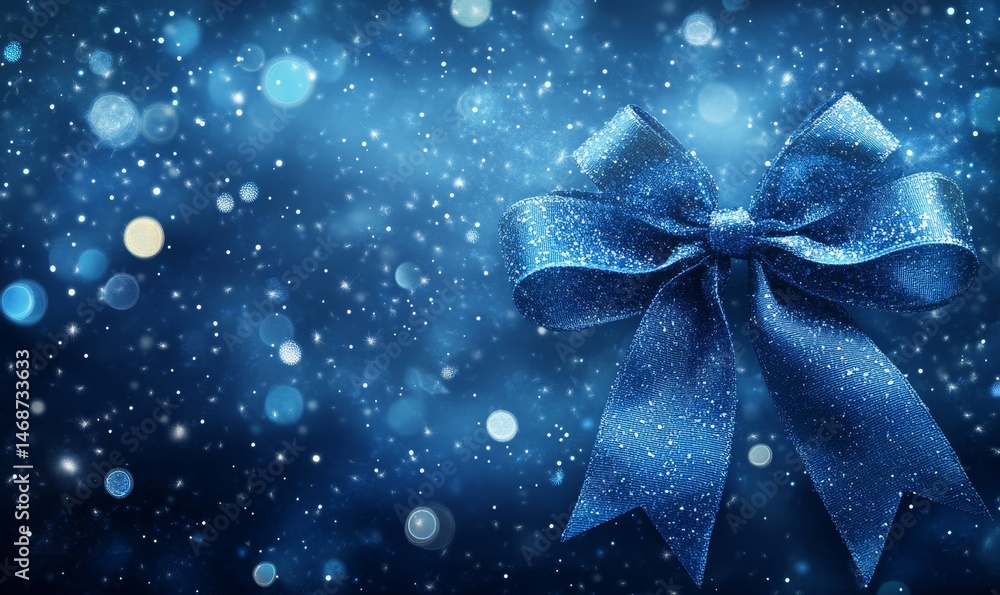 Blue Digital Background with Bow, Generative AI Blue Digital Background with Bow, Generative AI