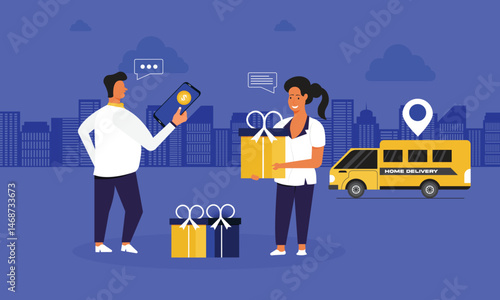 Payment collection, parcel return. Express transportation business. Cash on delivery COD, collect on delivery, full payment at delivery concept.