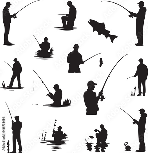 Fisherman Casting Line Silhouette

Fishing Boat on the Lake Vector Design

Underwater Fish Hunting Scene Silhouette

Spearfishing Adventure Silhouette Art

Fishing Rod and Catch Moment Vector