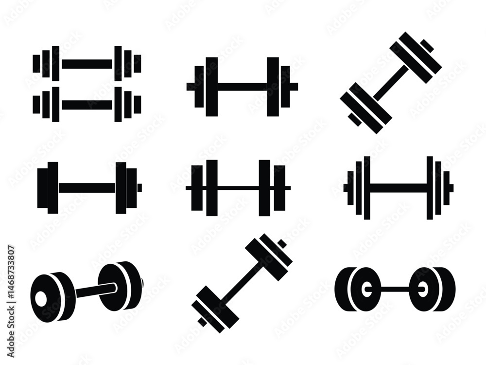 Fitness Dumbbells Vector Illustration Set for Gym Equipment Fitness Dumbbells Vector Illustration Set for Gym Equipment