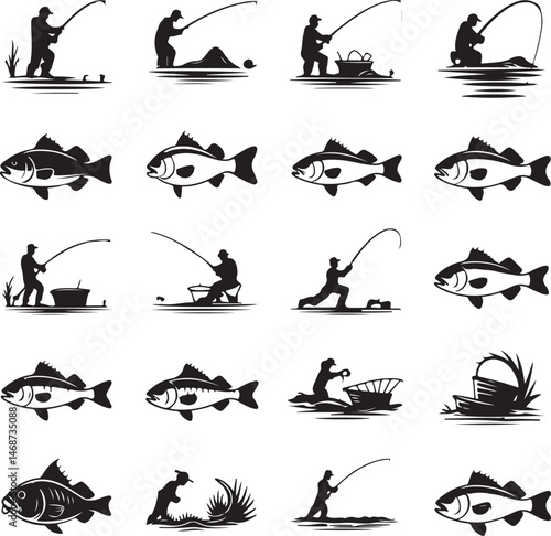 Fisherman Casting Line Silhouette

Fishing Boat on the Lake Vector Design

Underwater Fish Hunting Scene Silhouette

Spearfishing Adventure Silhouette Art

Fishing Rod and Catch Moment Vector