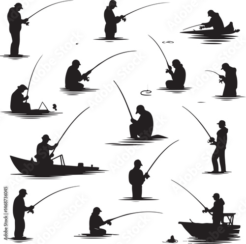 Fisherman Casting Line Silhouette

Fishing Boat on the Lake Vector Design

Underwater Fish Hunting Scene Silhouette

Spearfishing Adventure Silhouette Art

Fishing Rod and Catch Moment Vector