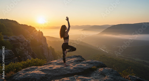 Ai generate Yoga Meditation in Nature During Sunrise .eps