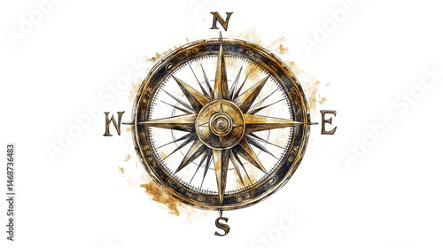 Ornate Vintage Compass Rose Illustration
