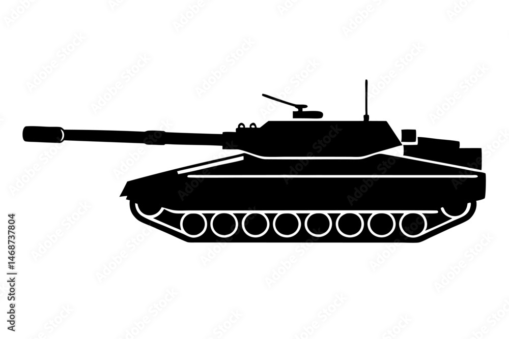 Fototapeta premium American Military Tank Silhouette Vector Illustration