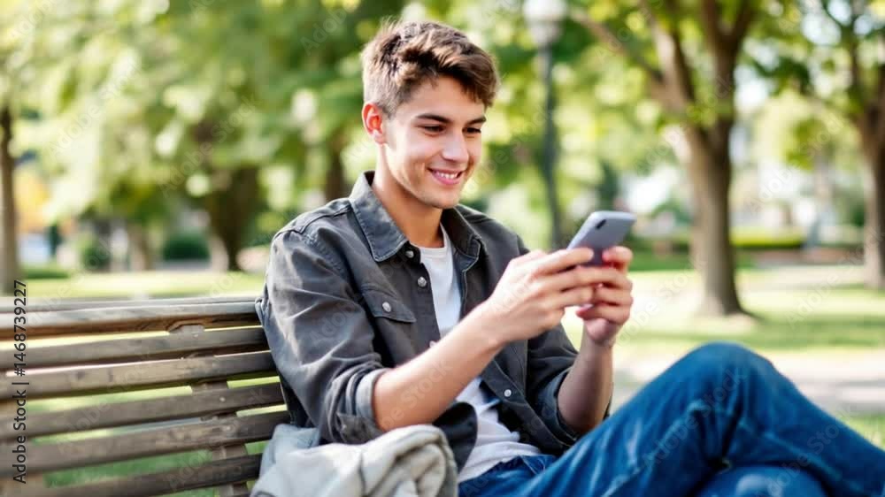 young man texting on mobile phone young man texting on mobile phone