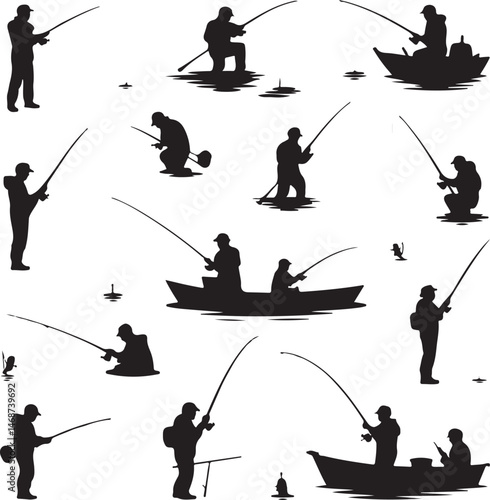 Fisherman Casting Line Silhouette

Fishing Boat on the Lake Vector Design

Underwater Fish Hunting Scene Silhouette

Spearfishing Adventure Silhouette Art

Fishing Rod and Catch Moment Vector