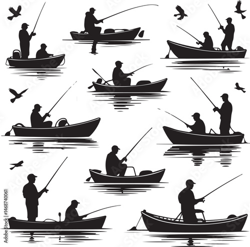 Fisherman Casting Line Silhouette

Fishing Boat on the Lake Vector Design

Underwater Fish Hunting Scene Silhouette

Spearfishing Adventure Silhouette Art

Fishing Rod and Catch Moment Vector