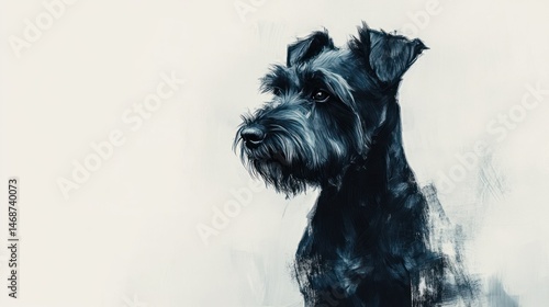 Wallpaper Mural Black Miniature Schnauzer portrait, studio, white background, pet art Torontodigital.ca