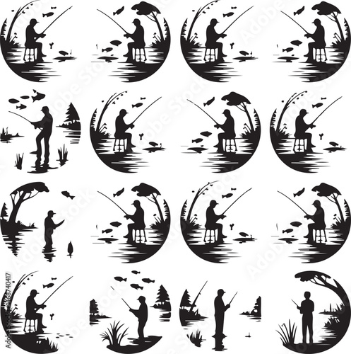 Fisherman Casting Line Silhouette

Fishing Boat on the Lake Vector Design

Underwater Fish Hunting Scene Silhouette

Spearfishing Adventure Silhouette Art

Fishing Rod and Catch Moment Vector