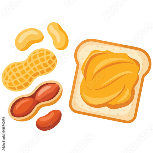 Peanuts and butter snack isolated vector illustration on white background