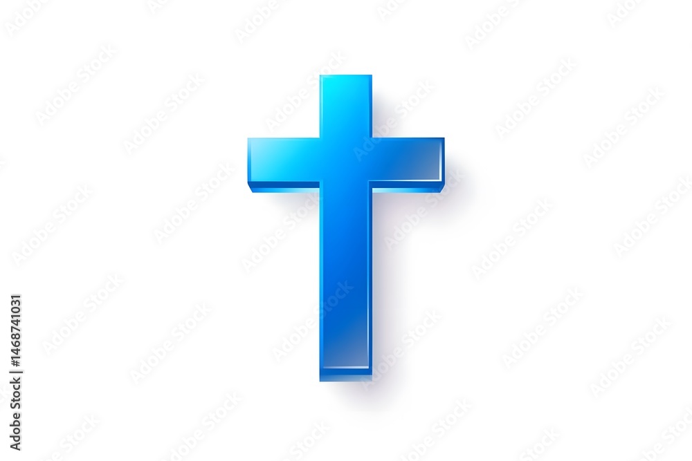Elegant blue 3d cross on white background symbolic representation of faith and religion Elegant blue 3d cross on white background symbolic representation of faith and religion