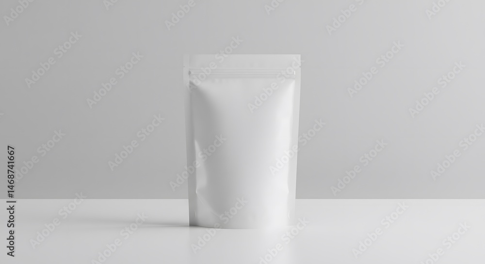 White Stand-Up Pouch Mockup: Clean Packaging Presentation White Stand-Up Pouch Mockup: Clean Packaging Presentation