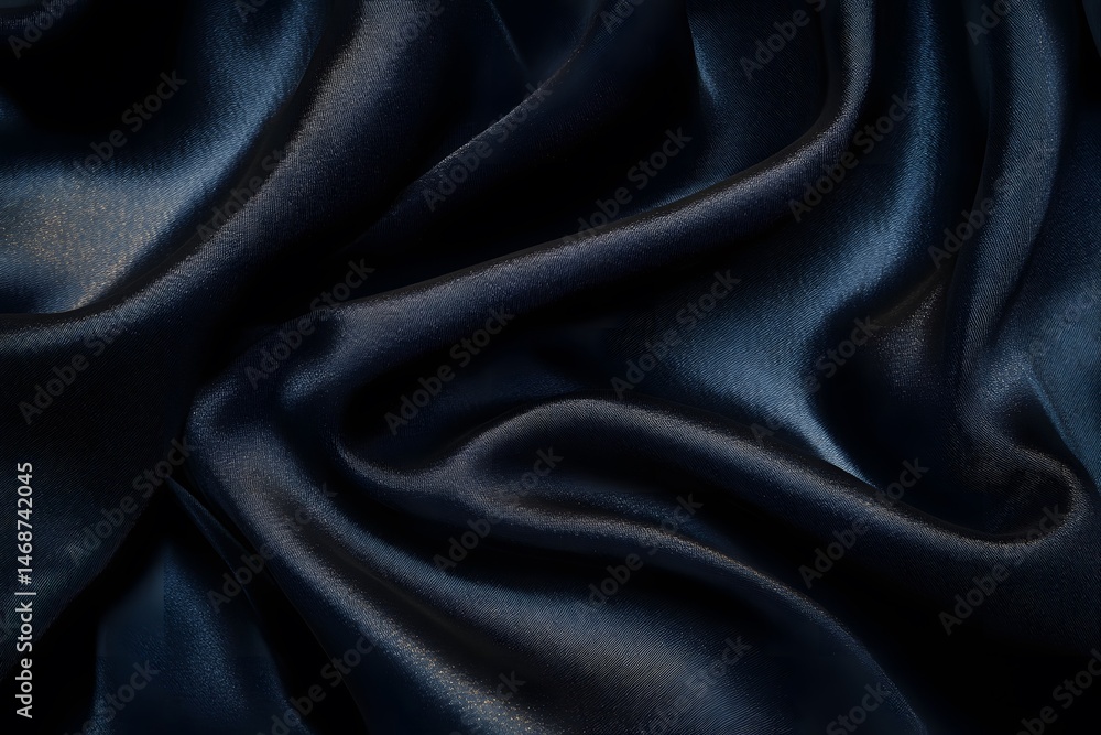 Obraz premium Elegant close up of deep blue silk fabric with smooth flowing drapes