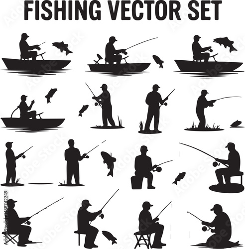 Fisherman Casting Line Silhouette

Fish Caught Mid-Jump Vector Scene

Fishing Boat Adventure Silhouette

Spearfishing in Action Silhouette

Calm Lake Fish Hunt Vector Design