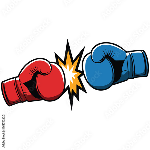 Vintage boxing gloves logo isolated vector illustration on white background