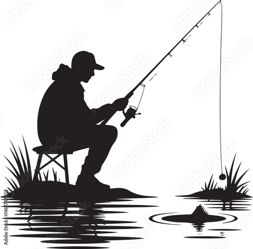 Fisherman Casting Line Silhouette

Fish Caught Mid-Jump Vector Scene

Fishing Boat Adventure Silhouette

Spearfishing in Action Silhouette

Calm Lake Fish Hunt Vector Design