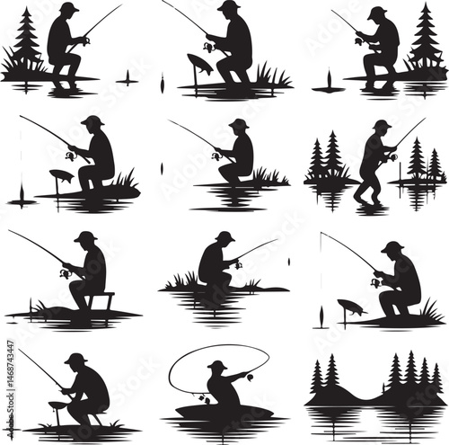Fisherman Casting Line Silhouette

Fish Caught Mid-Jump Vector Scene

Fishing Boat Adventure Silhouette

Spearfishing in Action Silhouette

Calm Lake Fish Hunt Vector Design