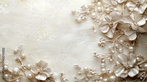 Elegant pearl flowers wedding invitation background