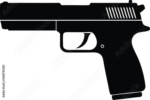 Semi-Automatic Handgun Silhouette Vector Illustration

