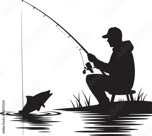 Fisherman Casting Line Silhouette

Fish Caught Mid-Jump Vector Scene

Fishing Boat Adventure Silhouette

Spearfishing in Action Silhouette

Calm Lake Fish Hunt Vector Design