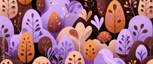 Joyful woodland brown and soft lavender color abstract background