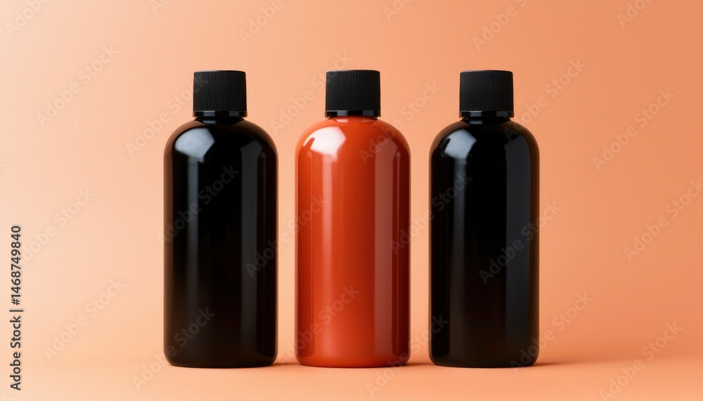 Three bottles of cosmetic product Three bottles of cosmetic product