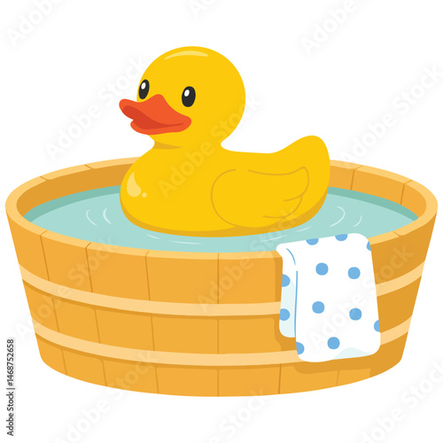 Bath toy rubber duck isolated vector illustration on white background